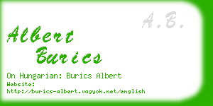 albert burics business card